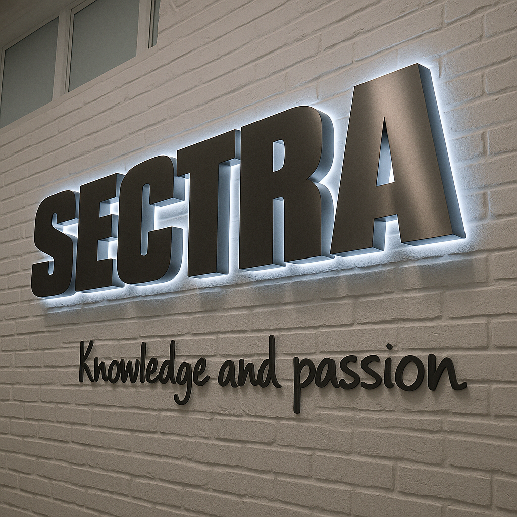 LED back lit business sign with soft halo glow for elegant wall branding