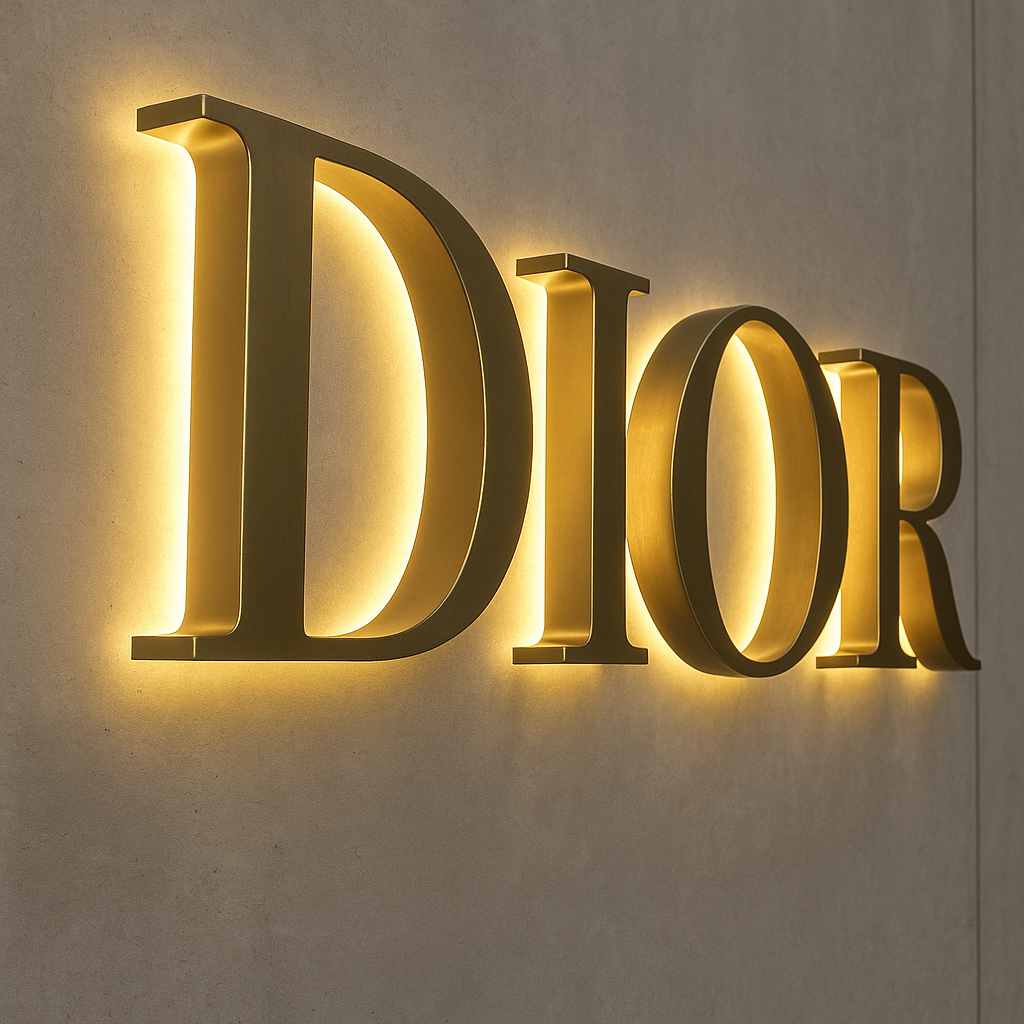 LED back lit sign with acrylic backing and refined glowing halo effect