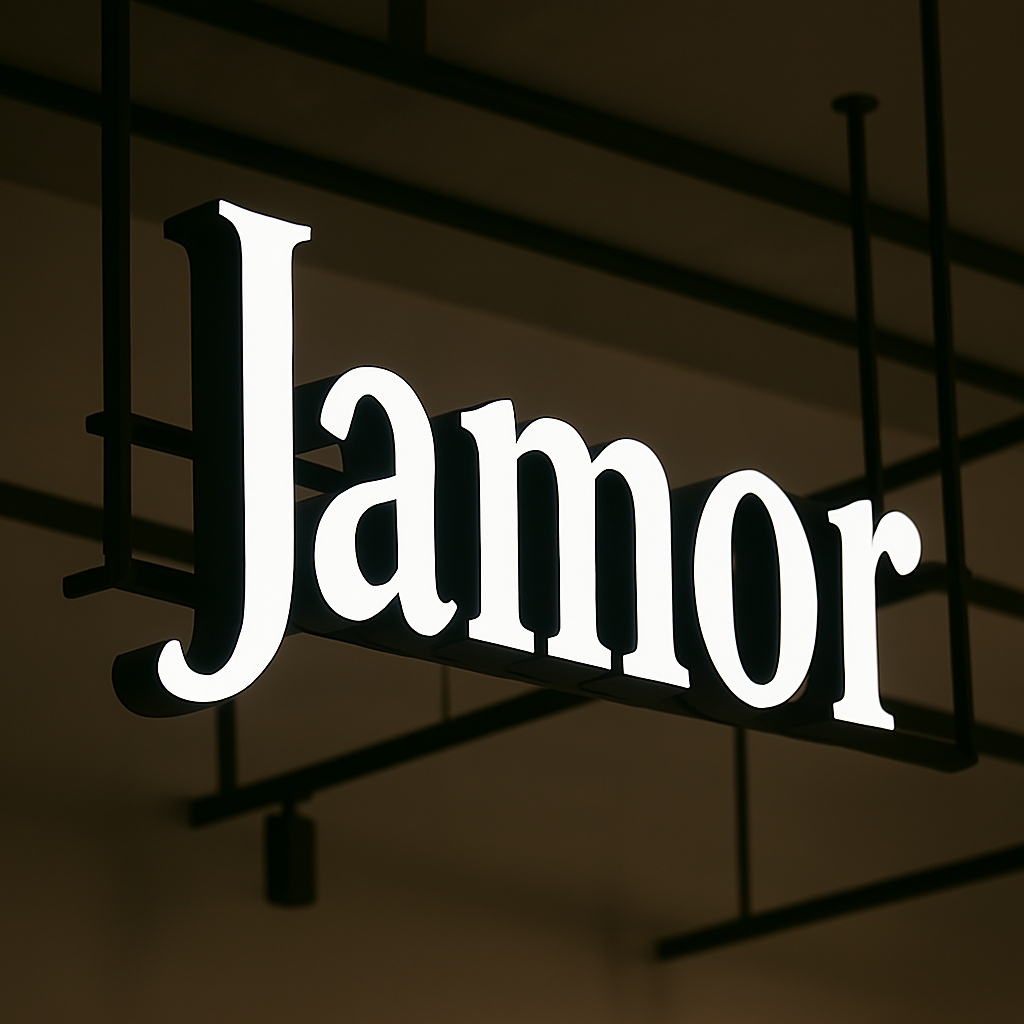 LED face trim cap sign with bold illuminated design for business branding