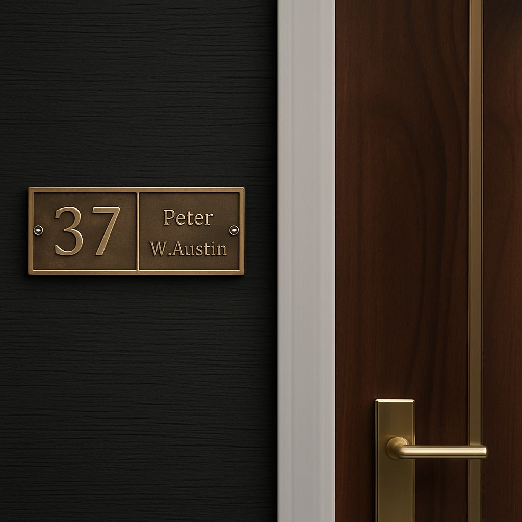 Custom etched metal plate for professional signage and plaques